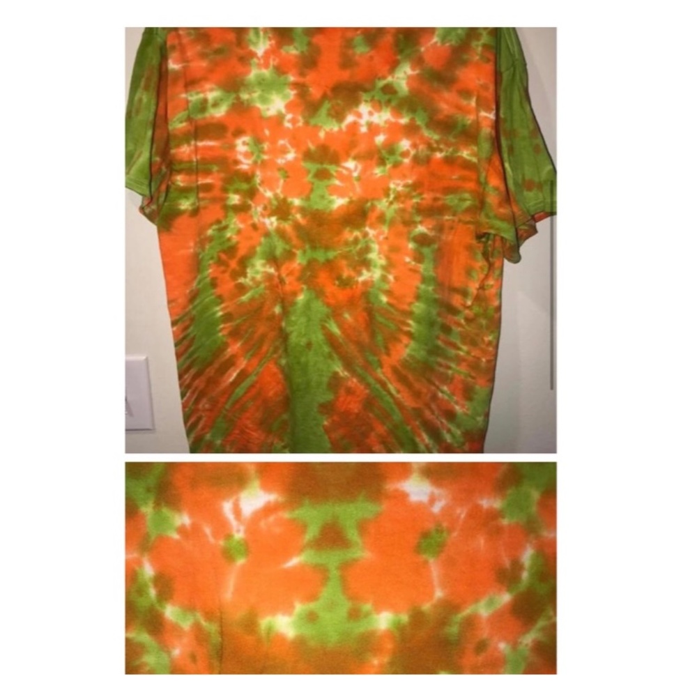 Orange/Green Tie dye Tshirt - Size: Large